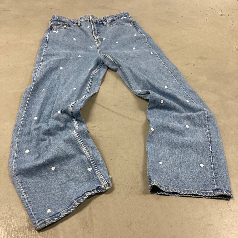 Y2K baggy flower print old navy baggy jeans 33x30